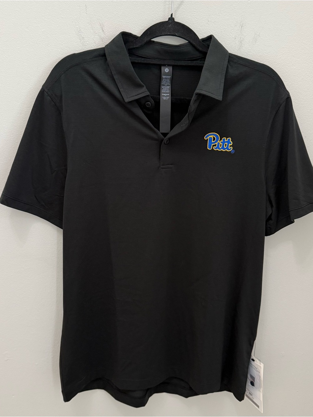 Lululemon Evolution Polo Shirt University of Pittsburgh Black NWT Size Large